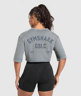 GSLC Washed Graphic Crop Top Iron Blue