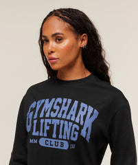 Lifting Club Graphic Oversized Long Sleeve T-Shirt Black