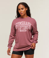 Lifting Club Graphic Oversized Long Sleeve T-Shirt Reset Pink