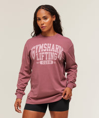 Lifting Club Graphic Oversized Long Sleeve T-Shirt Reset Pink