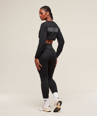 Trace Graphic Long Sleeve Top Black