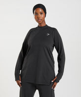 Vital Long Line Top Black Marl