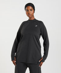 Vital Long Line Top Black Marl