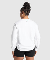 Lifting Essentials Graphic Long Sleeve Top White