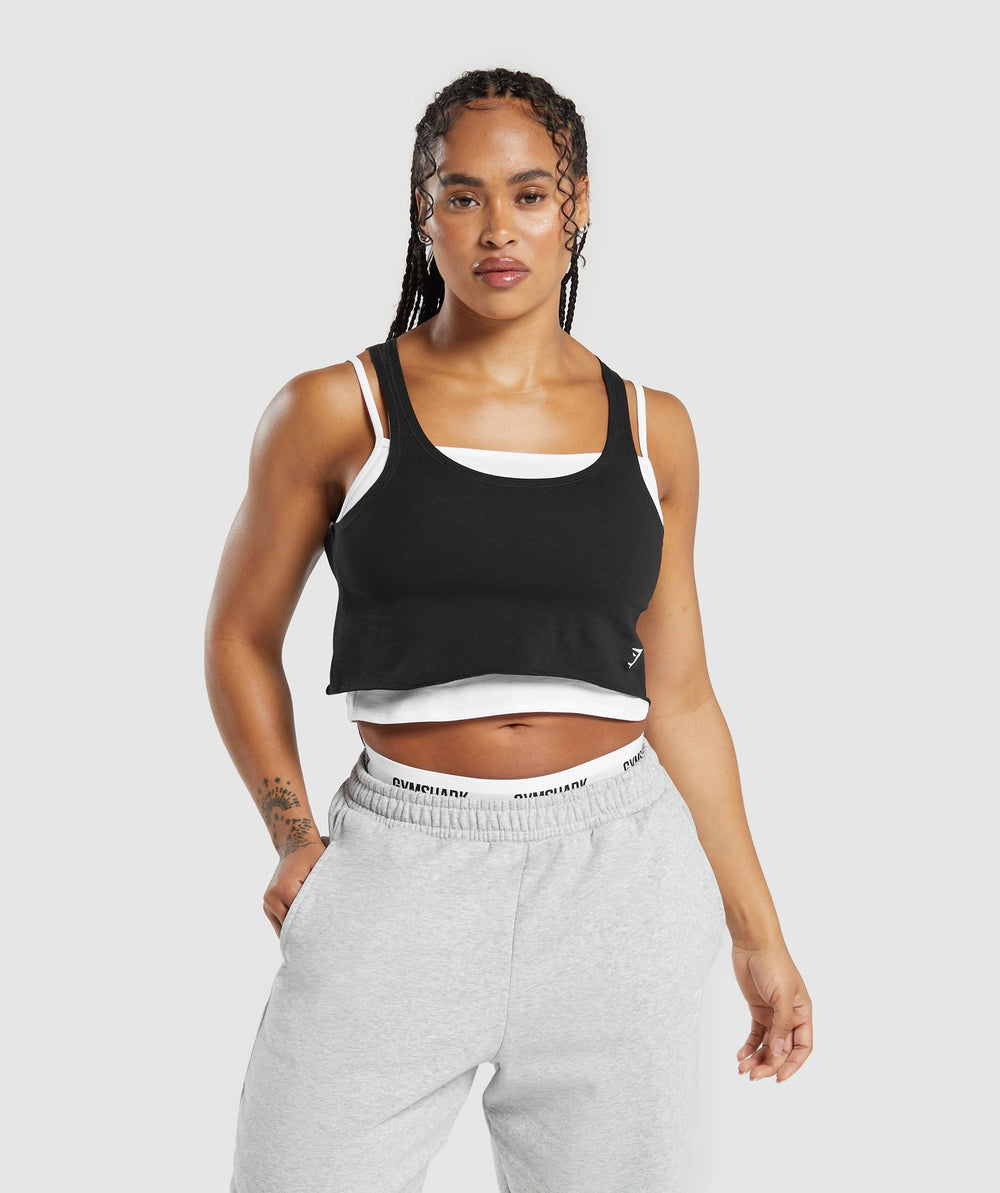 Lifting 2 In 1 Crop Tank White/Black