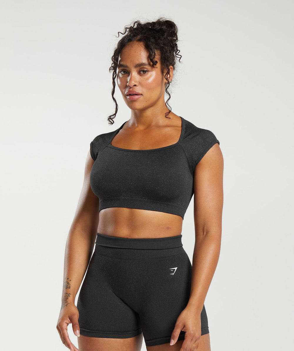 Adapt Fleck Seamless Crop Top Black/Smokey Grey