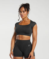 Adapt Fleck Seamless Crop Top Black/Smokey Grey