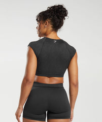 Adapt Fleck Seamless Crop Top Black/Smokey Grey