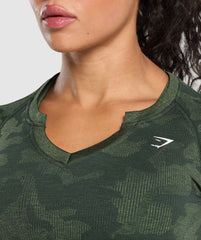 Adapt Camo Long Sleeve Crop Top Green