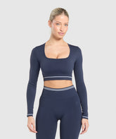 Contrast Seamless Crop Top Heavy Blue