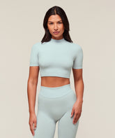 everywear Warp Knit Crop Top Frost Blue