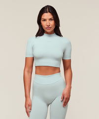 everywear Warp Knit Crop Top Frost Blue