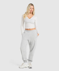 Rib Long Sleeve Top White Marl