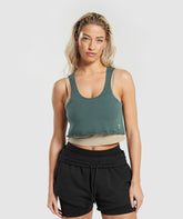 Lifting 2 In 1 Crop Tank Sand Brown/Slate Teal
