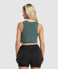 Lifting 2 In 1 Crop Tank Sand Brown/Slate Teal