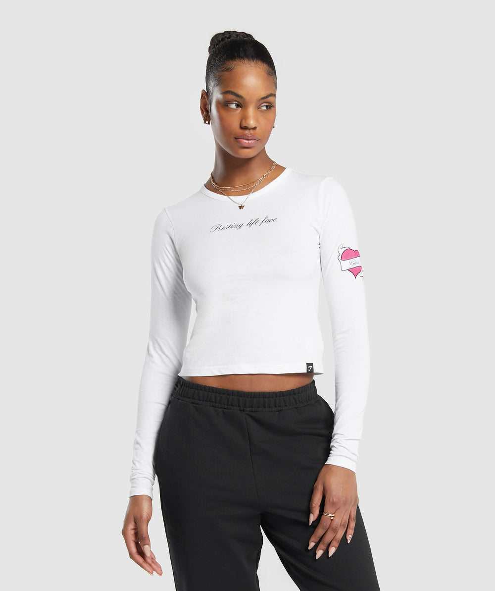 Tattoo Midi Long Sleeve T-Shirt White