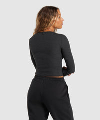 Rib Long Sleeve Top Midnight Black Marl