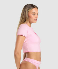 Your Plate or Mine Baby Tee Dolly Pink