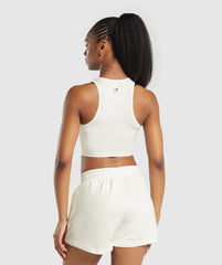 Care Label Graphic Cropped Tank Soft White