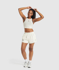 Care Label Graphic Cropped Tank Soft White