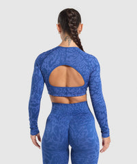 Adapt Safari Long Sleeve Crop Top Wave Blue/Iris Blue