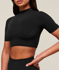 everywear Warp Knit Crop Top Black