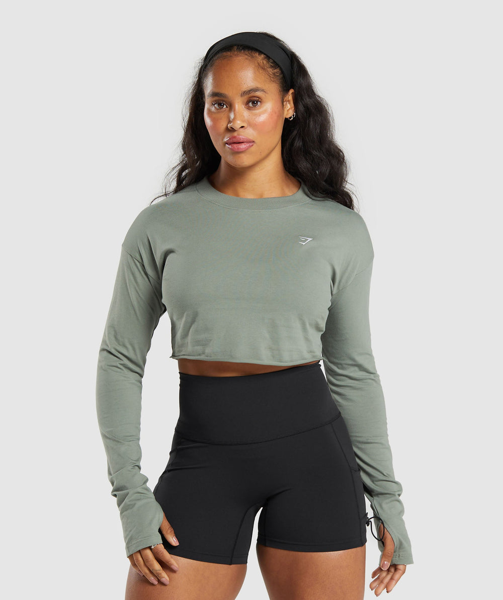 Lifting Long Sleeve Crop Top Unit Green