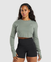 Lifting Long Sleeve Crop Top Unit Green