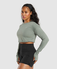 Lifting Long Sleeve Crop Top Unit Green