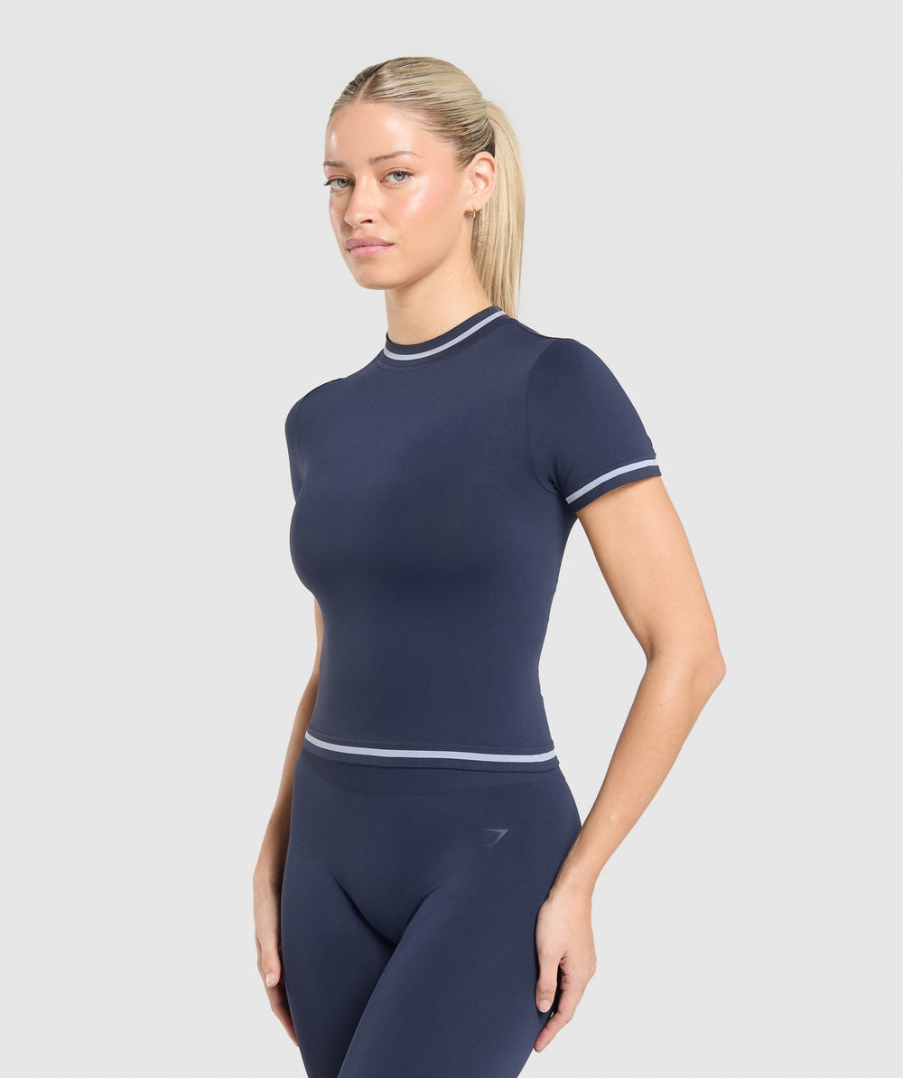 Contrast Seamless Midi Tee Heavy Blue