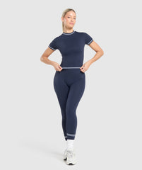 Contrast Seamless Midi Tee Heavy Blue