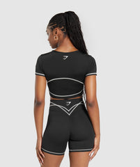 Stitch Feature Crop Top Black