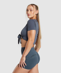 Gains Seamless Fitted Crop Top Titanium Blue