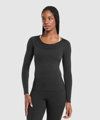 Rest Day Luxe Long Sleeve Top Black
