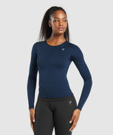 Everyday Open Back Long Sleeve Top Navy