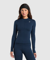 Everyday High Neck Long Sleeve Top Navy