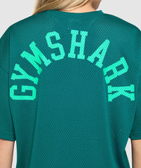 Mesh Graphic Oversized T-Shirt Functional Teal