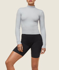 everywear Long Sleeve Ribbed Turtle Neck Ice Grey