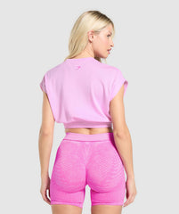 Mesh Graphic Crop Top Sour Pink
