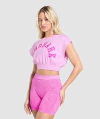 Mesh Graphic Crop Top Sour Pink