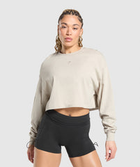 Wordmark Graphic Long Sleeve Top Pebble Grey