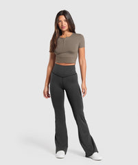 Rest Day Buttery Soft Midi Top Camo Brown