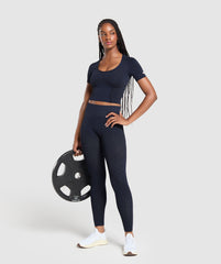 Sport Seamless Midi Top Heavy Blue/Iron Blue