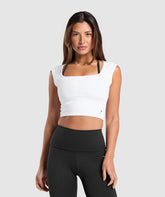 Everyday Cap Sleeve Crop Top White