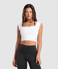 Everyday Cap Sleeve Crop Top White