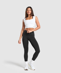 Everyday Cap Sleeve Crop Top White