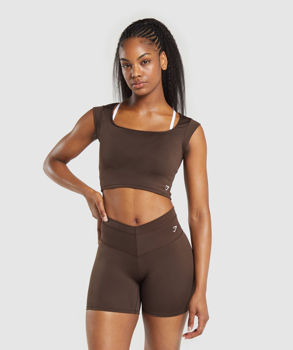 Everyday Cap Sleeve Crop Top Archive Brown