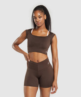 Everyday Cap Sleeve Crop Top Archive Brown