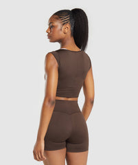 Everyday Cap Sleeve Crop Top Archive Brown