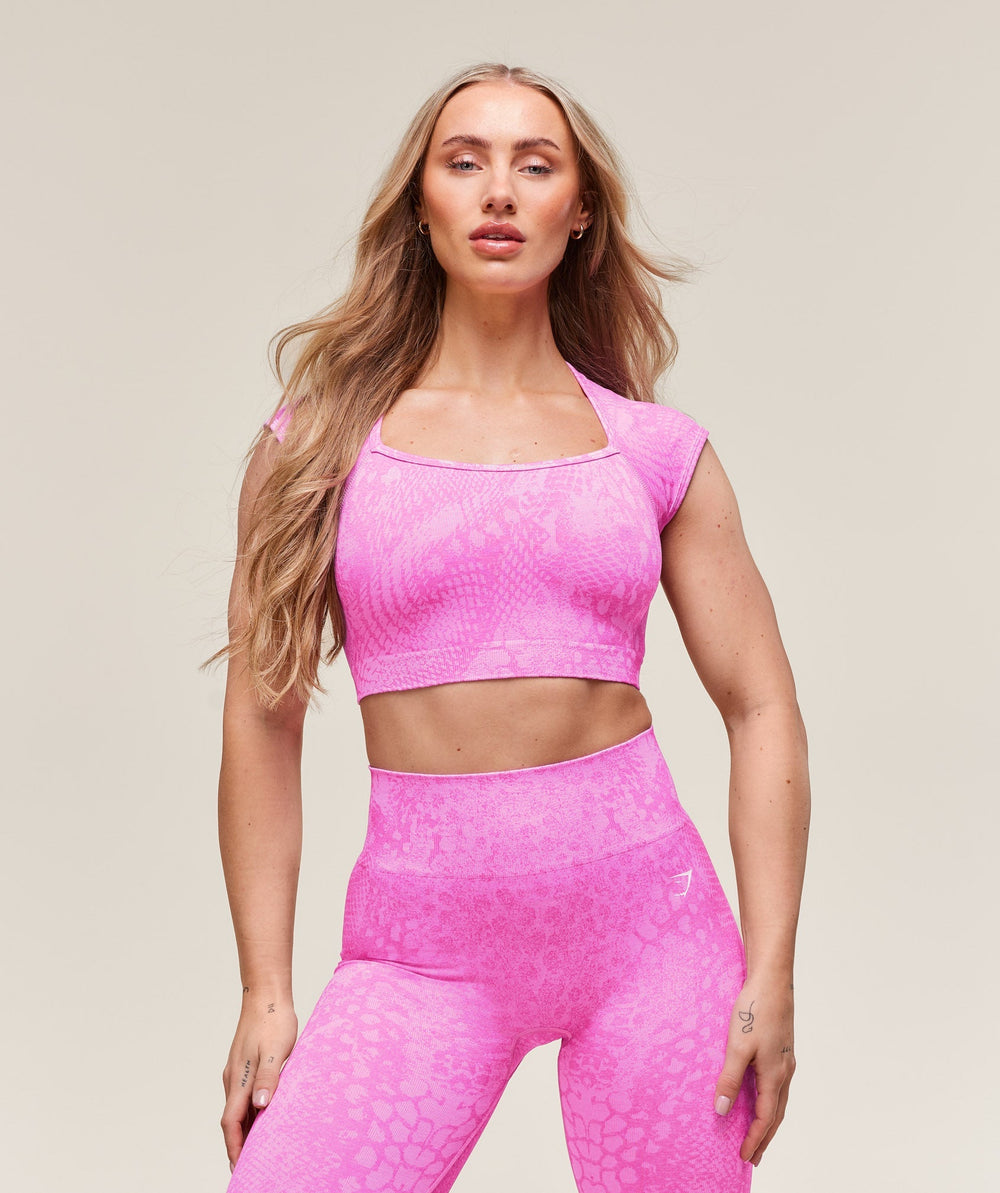 Adapt X Whitney Animal Seamless Crop Top Sour Pink/Vibrant Pink